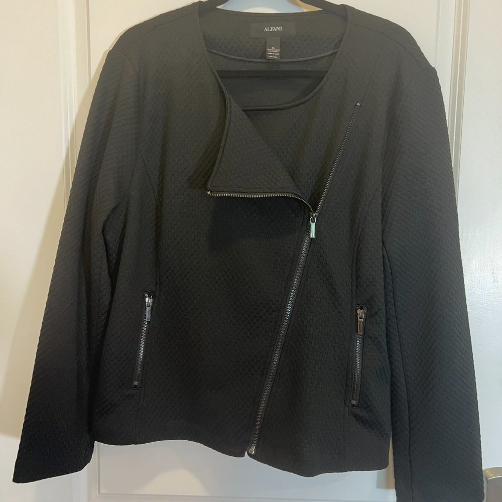 Alfani Angle Zip Blazer Jacket with Zippered Pockets - XL